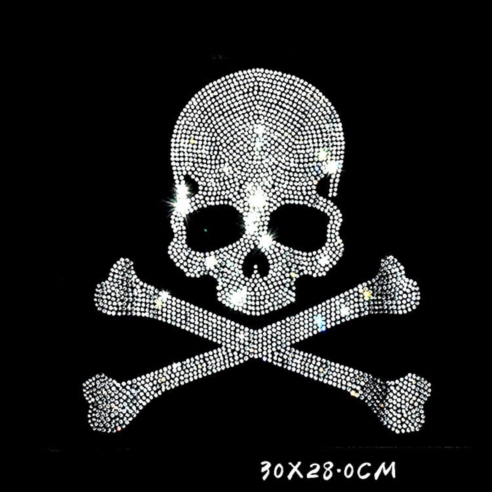Skull Rhinestone Transfer Skull Rhinestone Transfer Bling Hot Fix Iron on Patch Motif Design ...