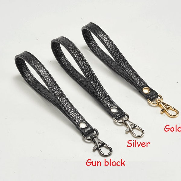 1Pcs Genuine Leather Wrist Strap wallet Purse Replacement Strap Golden Clasp Clutch Bag Chain Handle Wristlet Purse Pouch CLIP-ON Chain