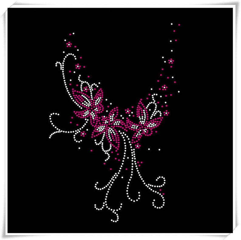 Flower Rhinestone Transfer, Rhinestone Transfer Bling Hot Fix Iron on ...