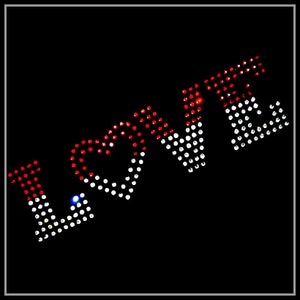 Love Rhinestone Transfer, Iron on hot fix, Rhinestone Transfer Bling Hot Fix Iron on Patch Motif Design Transfer, Crystal Bling Motif, Z22