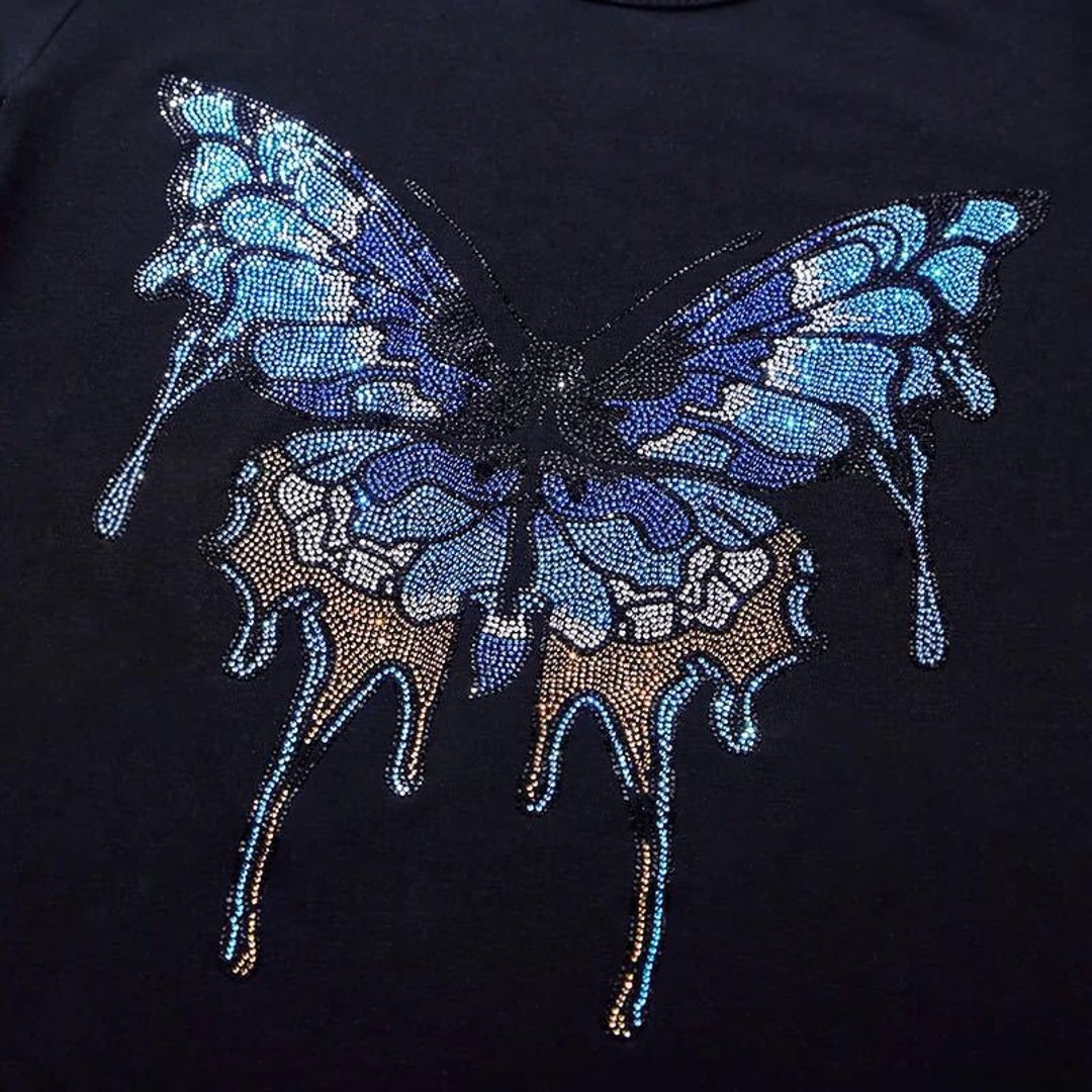 Butterfly Rhinestone Transfer,iron on Hot Fix, Rhinestone Transfer ...