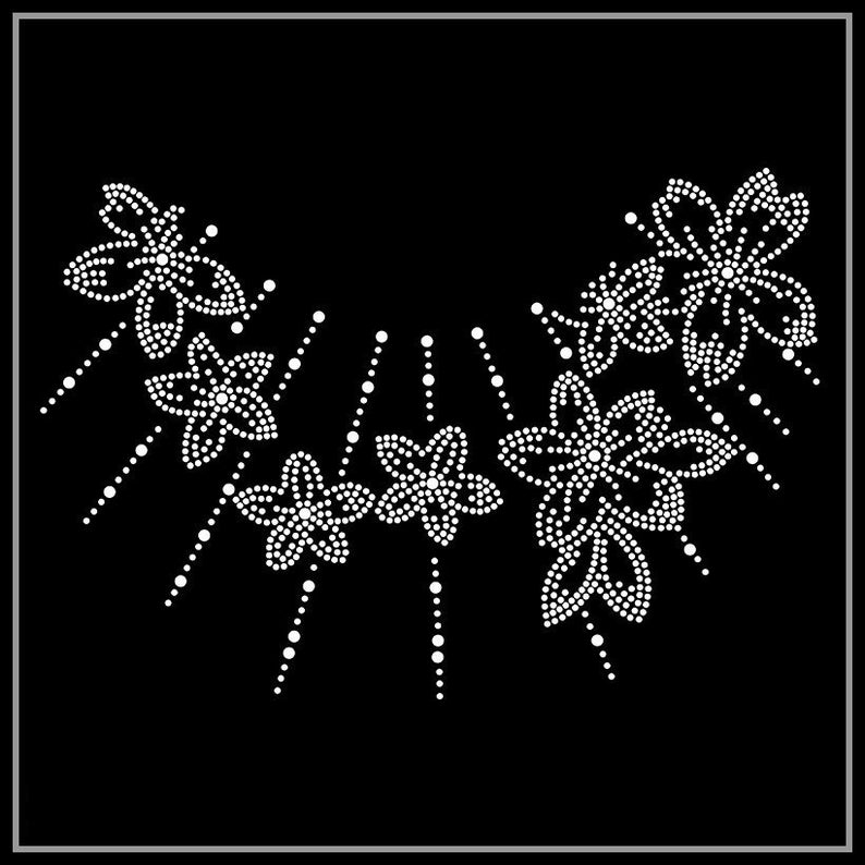 Flower Rhinestone Transfer, Iron on Hot Fix, Rhinestone Transfer Bling ...