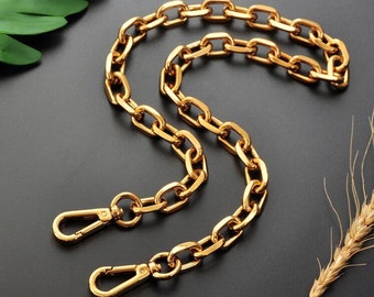 13mm Tea Golden Aluminum Replacement Chain Shoulder Strap Metal link Clasp Purse Chain bag chains replacement, Bag Handle Chain, Bl1083