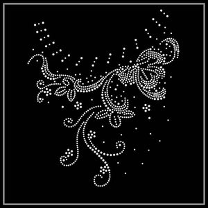 Transfert de strass de fleurs, Fer sur hot fix, Transfert de strass Bling Hot Fix Fer sur Patch Motif Design Transfer, Crystal Bling Motif, Z319