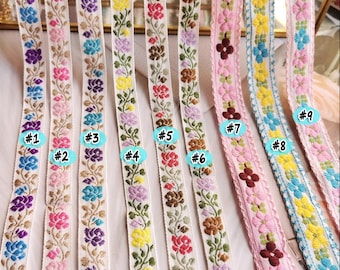【misa】GREED＊Border Flower Jcquard Flower Jacquard Ribbon Geometric Woven Trim Border Embroidered