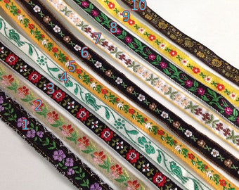 1 Yard Boho Style Fringe Trim folklore eastern pattern ribbon,Embellish Flower jacquard ribbon,Jacquard trim,Vintage trim,Sewing supply,659