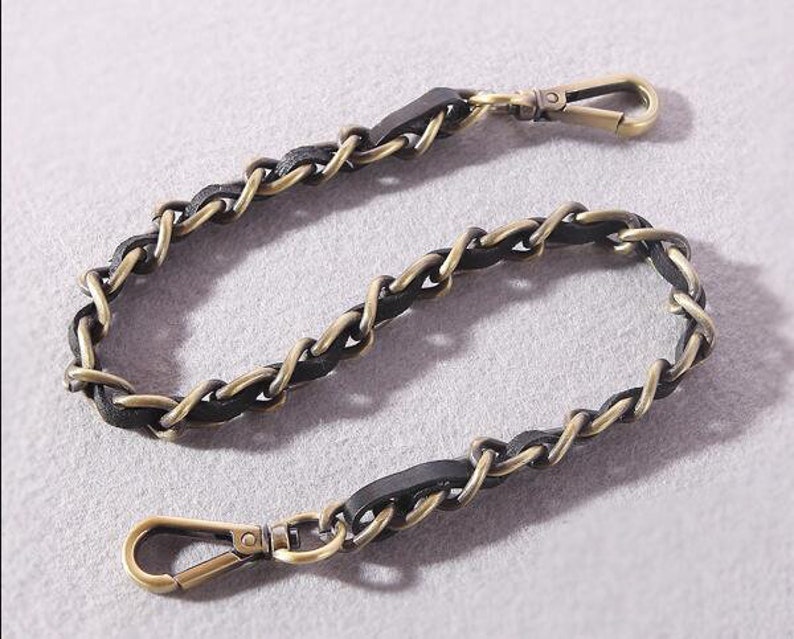 Black Leather Purse Chain Metal Shoulder Handbag Strap Etsy