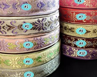 Flower Jacquard Ribbon Geometric Woven Trim Border Embroidered