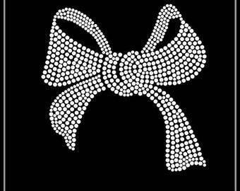 Bow Rhinestone Transfer, Iron on hot fix, Rhinestone Transfer Bling Hot Fix Iron on Patch Motif Design Transfer, Crystal Bling Motif, Z202