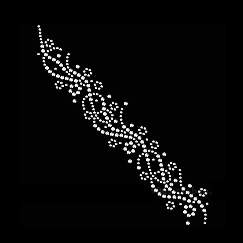 Flower Rhinestone Transfer, Iron on hot fix, Rhinestone Transfer Bling Hot Fix Iron on Patch Motif Design Transfer, Crystal Bling Motif, Z36