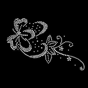 Flower Rhinestone Transfer Bling Hot Fix Iron on Patch Motif