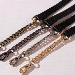 Cadena de bolso de cuero negro de 12 mm, correa de bolso de hombro de metal, cadena de asa de reemplazo, cadena de bolsa de cuerpo cruzado de metal con correa de cuero, L1154
