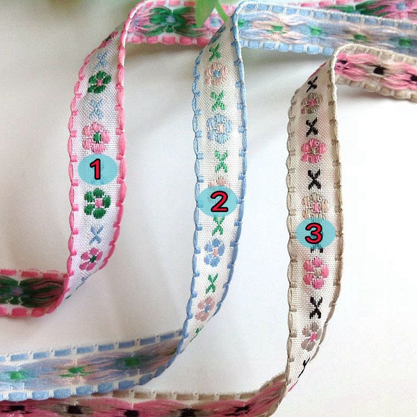 1 Yard 0.47‘’ 1.2cm farmhouse style embroidery jacquard ribbon trim Fresh style ribbon trim vintage ribbon,woven trim,sewing supply,670