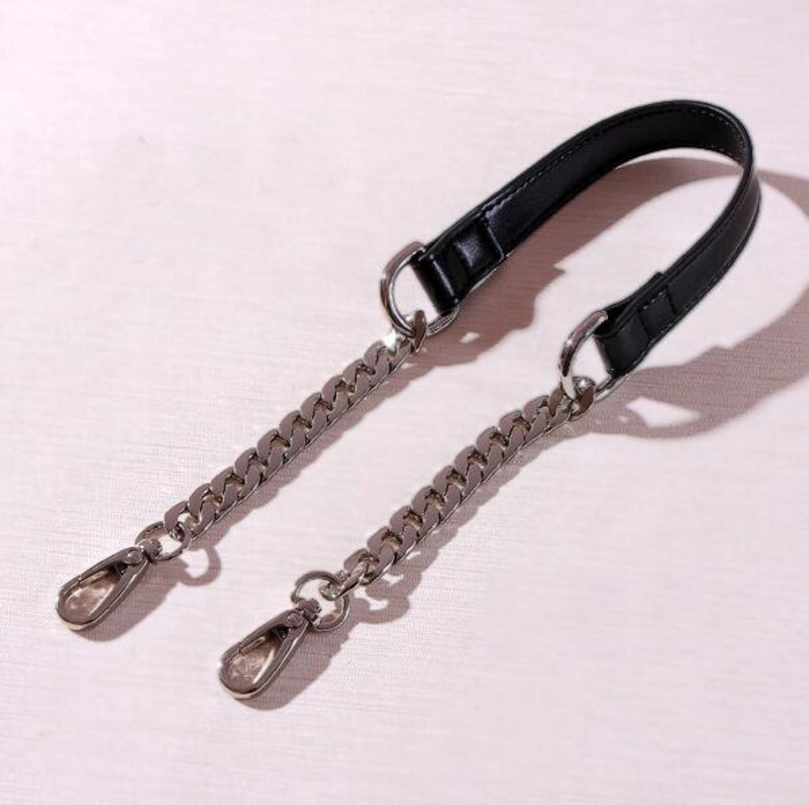 Capacity Large Linked Calf Shoulder Fashion Leather Chain Black main image 0