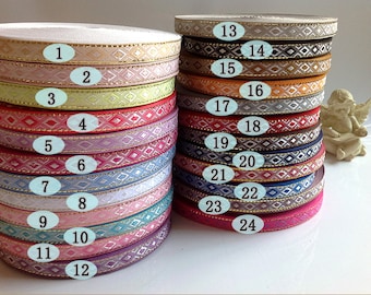 1 Yard  jacquard ribbon 0.47 inch wide 1.2cm embroider trim embroidered ribbon jacquard trim, vintage ribbon,woven trim,sewing supply,644