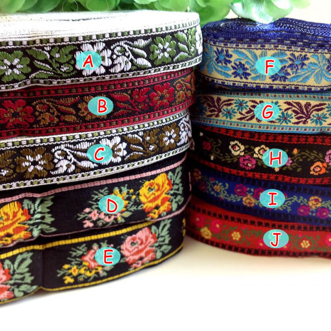 1yd / 5yds Flower Jacquard Ribbon Geometric Woven Trim Border ...