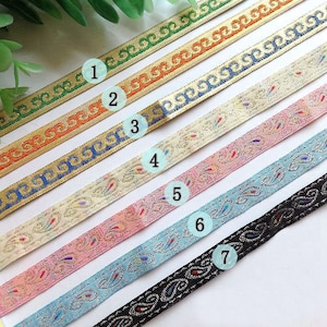 1 Yard Ethnic Ribbon, Geometric jacquard ribbon embroider trim embroidered ribbon jacquard trim, vintage ribbon,woven trim,sewing supply,642