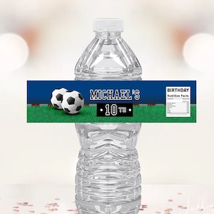 Soccer Water Bottle Labels, Editable Water Bottle Labels, Soccer Water Sticker, Printable Soccer Party Decor, BBF01