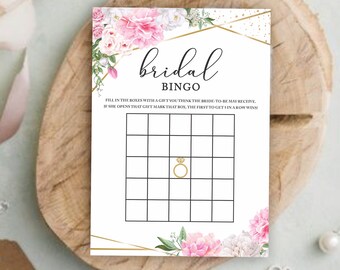 Juego de bingo nupcial floral, juego de bingo de despedida de soltera, tarjetas de bingo de novia, bingo nupcial para ducha, juego de despedida de soltera imprimible, NORIS