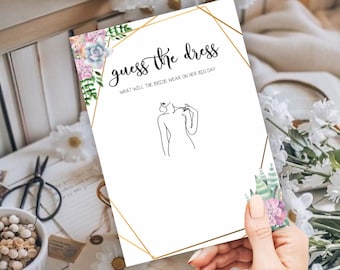 open lace back dress 20 x Guess the Dress - Bridal Shower Hen Party Game - Botanicals Design