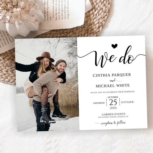 We Do Wedding Invitation Template, Editable We Do Invitation, Photo Wedding invitation, Editable Modern Wedding Invitation, ANNA