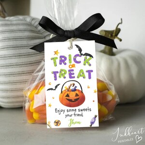 Editable Halloween Tags, Halloween trick or treat Tag, Halloween Treat Tags, Trick or Treat Tags, Halloween gift tag Goodie Bag Tags, Hall03
