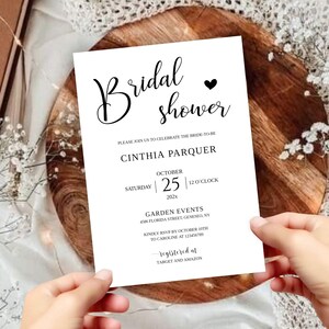 Minimalist Bridal Shower invitation template, Editable  shower invitation, Black and white Invitation for Bridal Shower, Modern Invite, ANNA