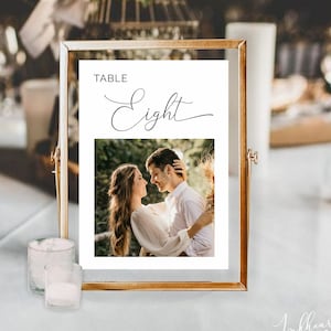 Photo table Number template, Editable Wedding Table Number, Printable Table Number, Wedding Printable, table number with picture, SOPHIA