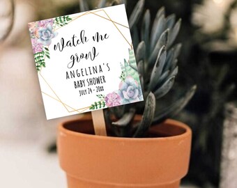 Mírame crecer etiqueta, etiqueta suculenta baby shower, etiqueta de favor de planta, etiqueta de regalo, etiqueta de favor, favor de baby shower, etiquetas de suculentas, etiqueta de agradecimiento, SUCCU