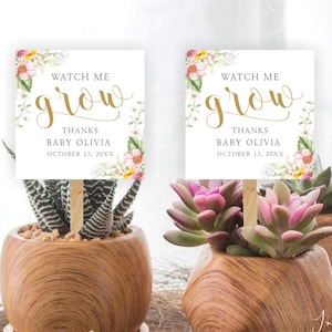 Watch Me Grow Tag, Baby Shower Succulent Tag, Plant Favor Tag, Gift Tag, Shower Thank You Tag, Baby Shower Favor, Succulents Tag, ALLISON
