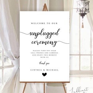 Unplugged Wedding Sign, unplugged ceremony sign, Printable, Modern Unplugged Wedding Sign, Wedding sign template, ANNA