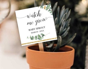 Watch Me Grow Tag, Baby Shower Succulent Tag, Favor Tag, Plant Favor Tag, Gift Tag, Thank You Tag, Baby Shower Favor, Succulents Tags, EUCA
