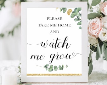 Succulent Favor Sign, Watch Me Grow Sign, Baby Shower Succulent Sign, Baby Shower Favor Sign, Plant Favor Sign, Printable Favor Sign, EUCA