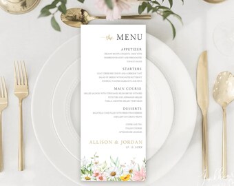 Spring Flower Printable Menu Template | Bridal Shower Luncheon Menu ...