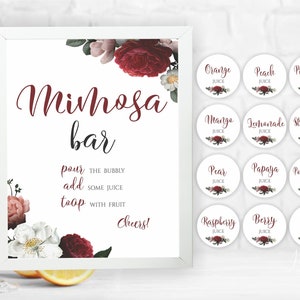 Mimosa Bar Sign, Mimosa Juice tag Label, Printable Mimosa Bar Sign, Mimosa Bar Wedding Sign, Modern Mimosa Bar Sign, Minimal Bar Sign, DELFI