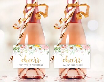 Zeg ja tegen champagne-etiketten, afdrukbare mini-champagneflesetiketten, ALLISON