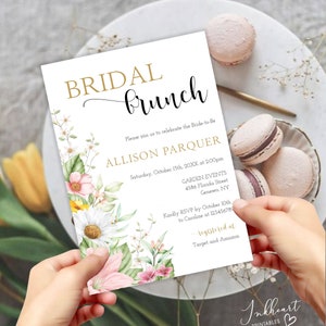 Floral Bridal Brunch invitation template, Editable Brunch invitation, Garden Flowers Invitation for Bridal Brunch, ALLISON