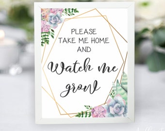 Succulent Favor Sign, Watch Me Grow Sign, Baby Shower Succulent Sign, Baby Shower Favor Sign, Plant Favor Sign, Printable Favor Sign, SUCCU