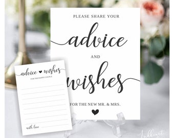 Advice And Wishes For The New Mr. & Mrs Sign, Well Wishes, wishes Sign for Wedding, Wedding advice cards, Advice for the Couple, ANNA