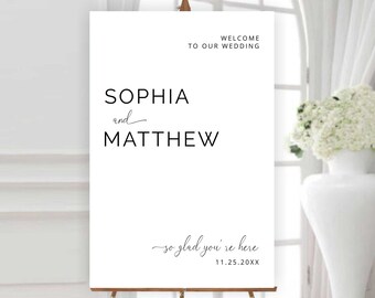 Minimalist Wedding Welcome Sign Template, Modern Welcome Sign, Printable Welcome Sign, Editable Welcome Sign, Instant Download, SOPHIA
