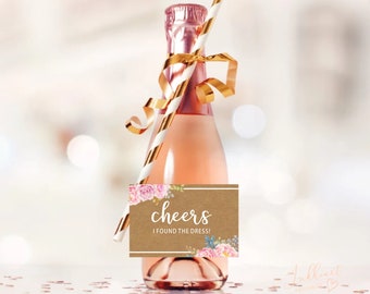 Zeg ja tegen champagne-etiketten, afdrukbare mini-champagneflesetiketten, AURI