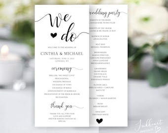 Wedding Program Template, We do Ceremony Template, Printable Program, Wedding Program Printable, Editable Wedding Program, ANNA