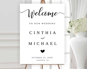 Wedding Welcome Sign Template, Calligraphy Welcome Sign, Printable Welcome Sign Wedding, Editable Welcome Sign, Instant Download, ANNA