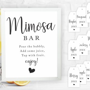 Mimosa Bar Sign, Mimosa Juice tag Label, Printable Mimosa Bar Sign, Mimosa Bar Wedding Sign, Modern Mimosa Bar Sign, Minimal Bar Sign, ANNA