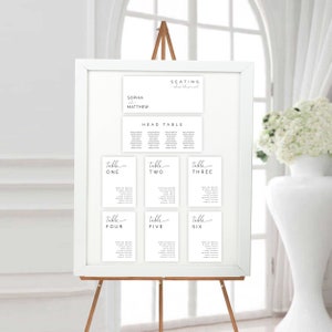 Carte per posti a sedere sospese minimaliste, tabella dei posti a sedere per matrimoni, tabella dei posti a sedere al tavolo, carte per posti a sedere per il ricevimento di nozze, modello modificabile, SOPHIA