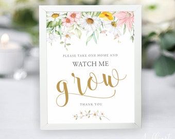 Succulent Favor Sign, Watch Me Grow Sign, Baby Shower Succulent Sign, Baby Shower Favor Sign, Plant Favor Sign, Printable Favor Sign,ALLISON