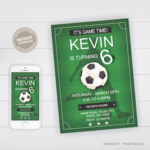 Editable Soccer Birthday Invitation, Soccer Ball Birthday Invite, Sports Birthday Invitation, Invitation for a Birthday Boy, BBF02