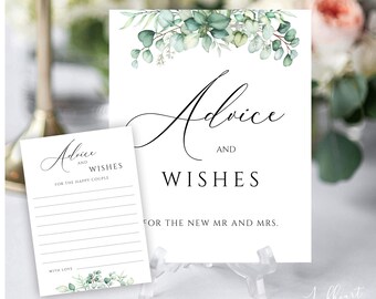wishes Sign for Wedding, Advice And Wishes For The New Mr. & Mrs Sign, Well Wishes, Wedding advice cards, Advice for the Couple, ANNA