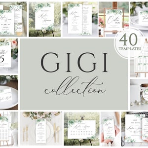 Wedding Template Bundle, Greenery Wedding Set, Editable Wedding Template Kit, Printable Wedding Bundle, Wedding Stationary Bundle, GIGI