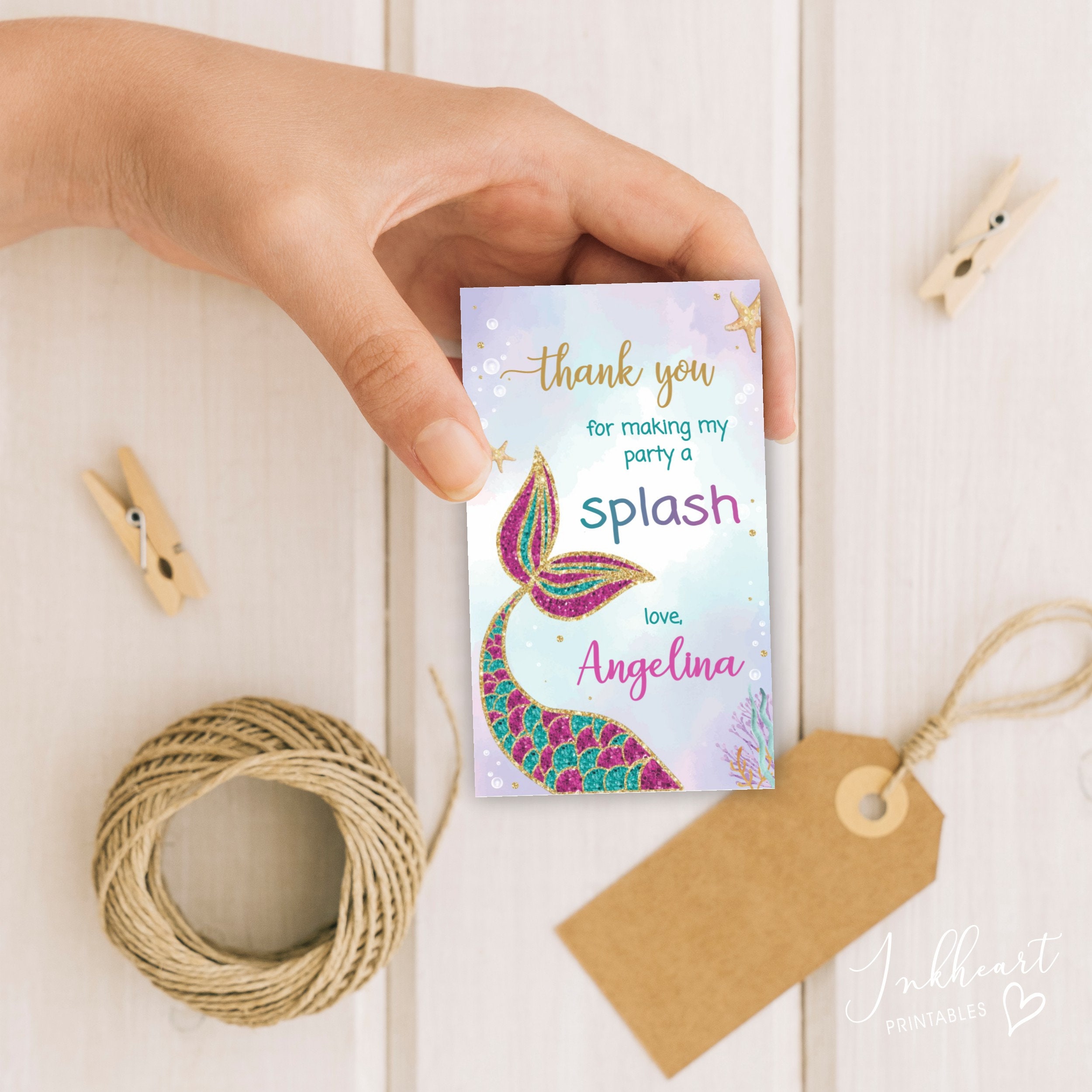 Editable Mermaid Favor Tags, Birthday Thank You Tag, Mermaid Gift Tag, Printable Favor Tag ...